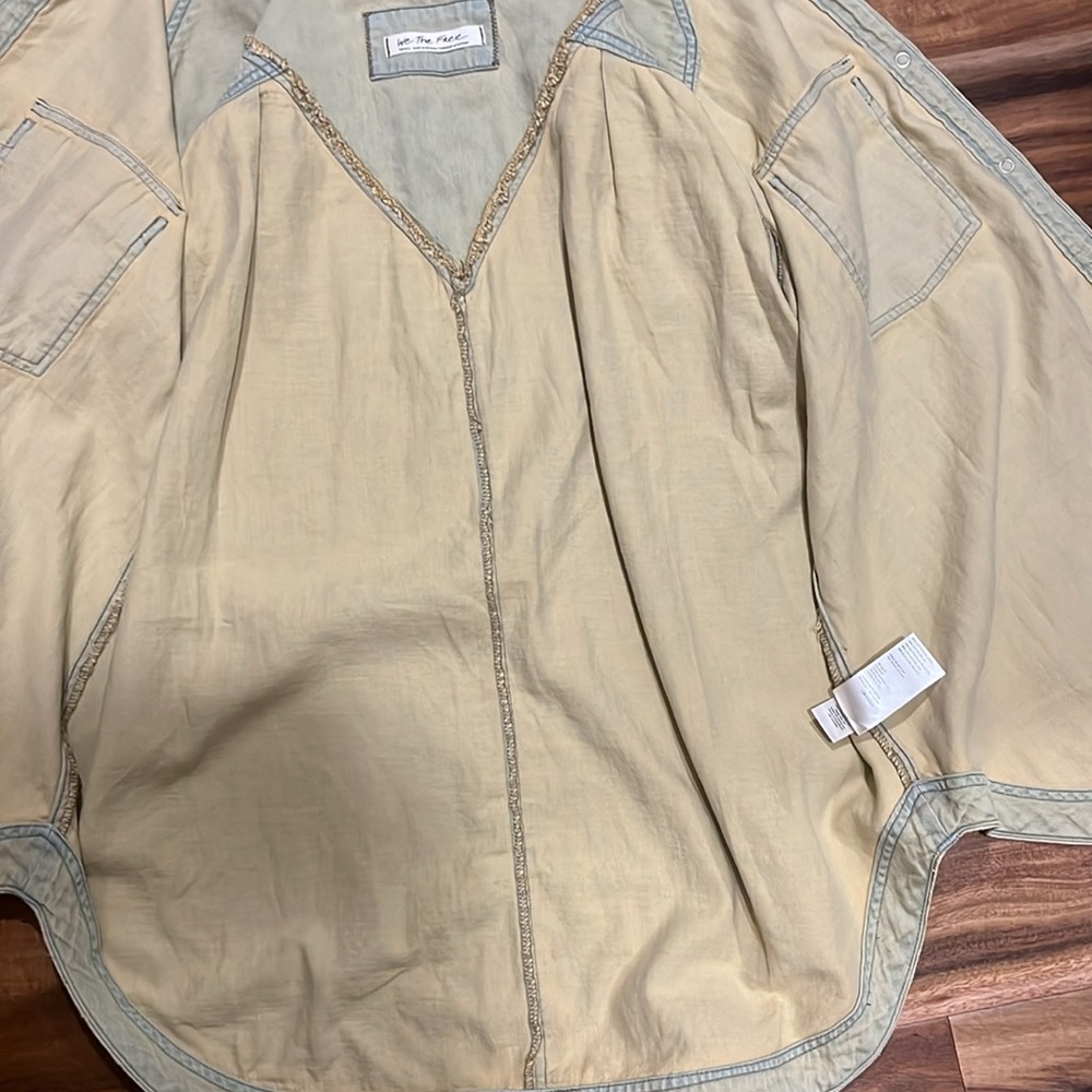 Free People Beige Button-Front Utility Jacket - Picture 4 of 6